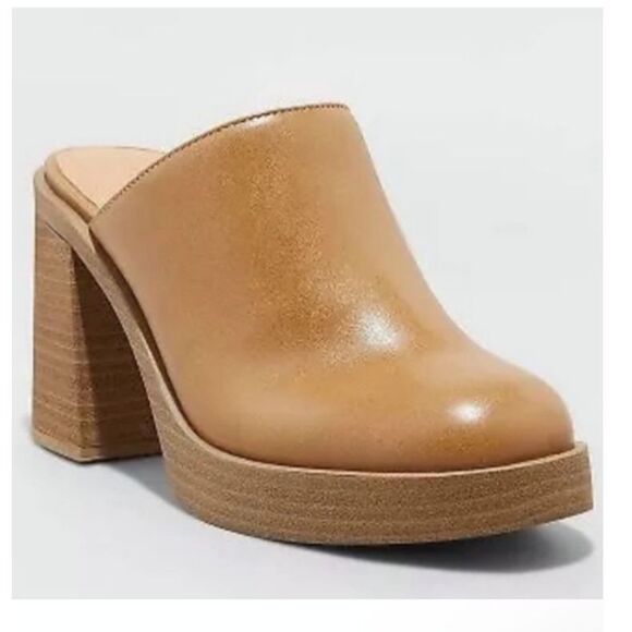 Universal Thread Shoes - Women's Tan Universal Thread Tess Platform Mule Heels - Size 11